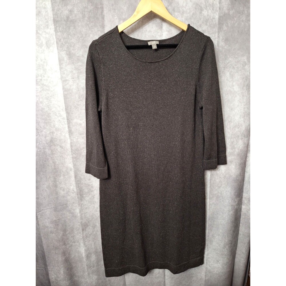 J. Jill Silk Cotton Blend Midi Dress Sz M Thick Knit 3/4 Sleeve Casual Lagenlook